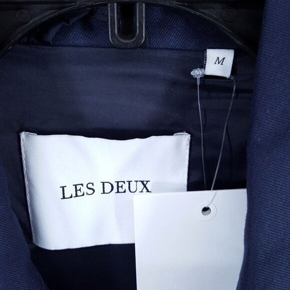 LES DEUX Jacket Mens Medium Blue Lightweight 4 Pocket MARSEILLE Cotton $279 - Picture 2 of 8